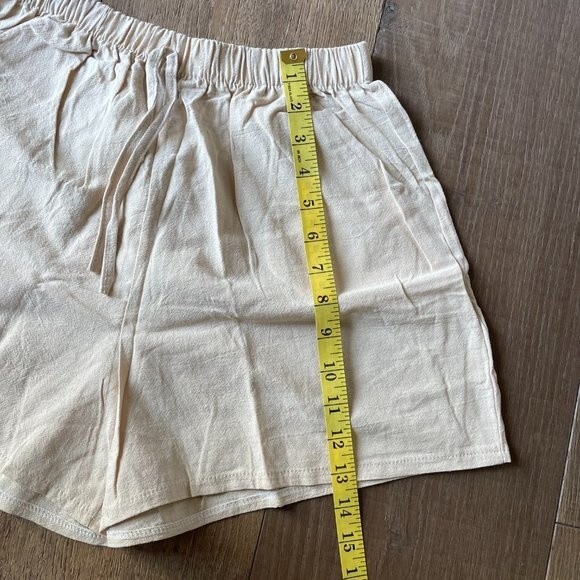 NWOT Women Solid High Waist Linen Blend Shorts Pants Beach Shorts (Size M) - Picture 6 of 8